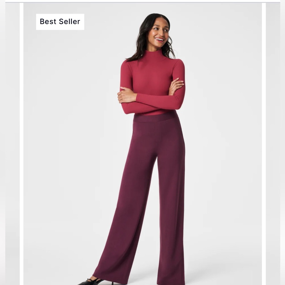 NWT SPANX Perfect Pant Wide Leg - Chianti Large Petite